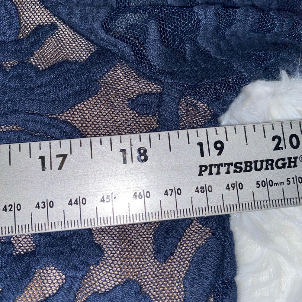 Bronte Lace Overlay Nude Lining Bell Sleves Navy Blue - Picture 5 of 8